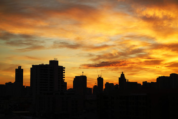 City silhouette at Bangkok Thailand.