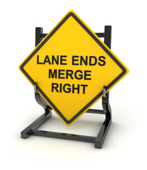 Road sign - lane ends merge right