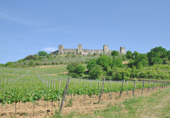 Fototapeta na wymiar das mittelalterliche Dorf Monteriggioni bei Siena im Chianti Weingebiet,Toskana,Italien