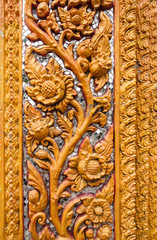 Ornament golden vintage flower stucco decoration elements on whi