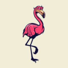 Obraz premium standing flamingo mascot