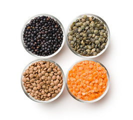various types of lenses legumes