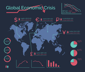 World global economic crisis. Financial vector infographic.