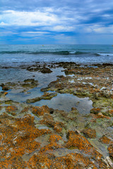 Spanish coast and blue sky and clouds