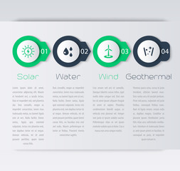 Alternative energy solutions, solar, wind, infographic elements, timeline, vector illustration, eps10, easy to edit