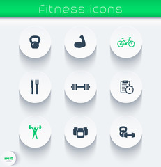 fitness icons, vector illustration, eps10, easy to edit