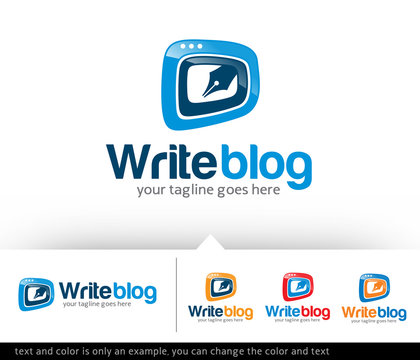  Write Blog Logo Design Template Vector
