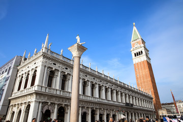 Panoramic view to San Marco square in Venice. Venice is one of the most popular tourist...