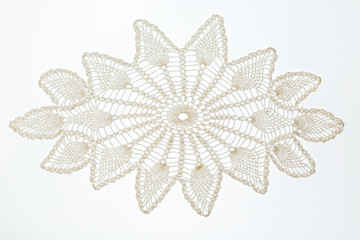 Crocheted lace on white
