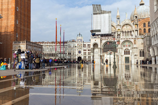 Flooding in Piazza San Marco. Venice is one of the most popular tourist destinations in the world