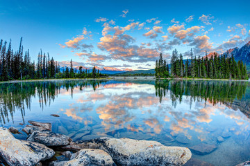 Canadian Landscape: Sunrise at Pyramid Lake in Jasper National Park