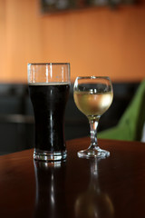 glass of wine on the table