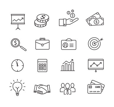 Business icons - productivity, management, thin lines style.