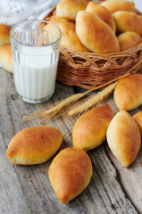 Fresh baked pasties and glass of milk