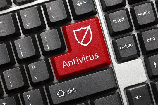 Conceptual keyboard - Antivirus (red key with shield symbol)