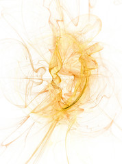 beautiful yellow gold pale sky smoke fractal ink on  white backg