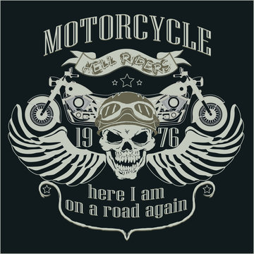 Motorcycle Design Template Logo. Skull rider