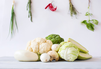 Different fresh vegetables on the table.