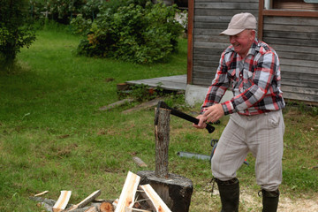 man chopping wood