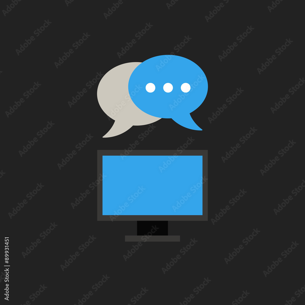 Poster computer monitor with communication clouds