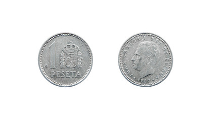 Coin 1 peseta. Spain. 1987