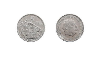 Coin 5 pesetas. Spain. 1957