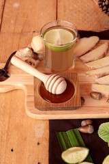 Ginger water of herb and fresh ginger with honey.