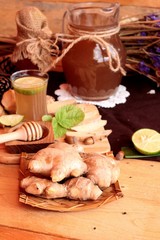Ginger water of herb and fresh ginger with honey.