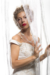 A beautiful bride dressed in white