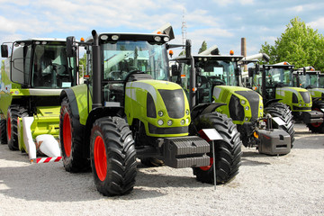 Naklejka premium Agricultural equipment on display