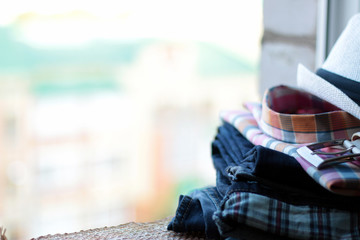 Set jeans belt shirt