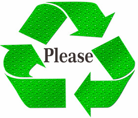 Obraz premium PLEASE Recycle Symbol isolated on a white background 