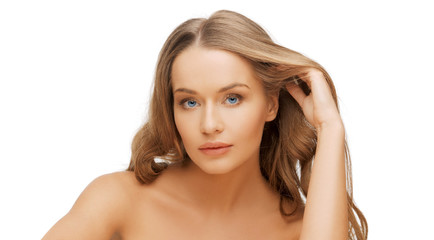 Fototapeta premium beautiful woman face with long blond hair