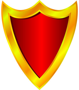 red shield with gold frame, vector