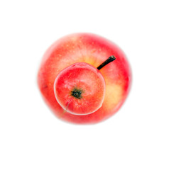 Red double Conjoined apple on white background