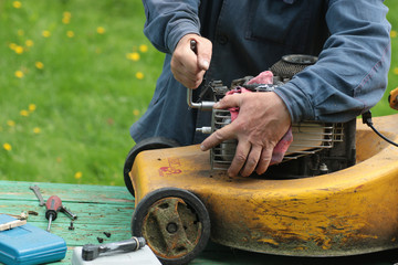 repairing lawn mower engine