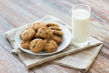 close up of chocolate oatmeal cookies and milk
