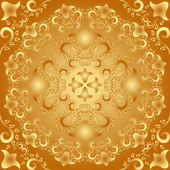 golden background with vintage ornaments or pattern seamless
