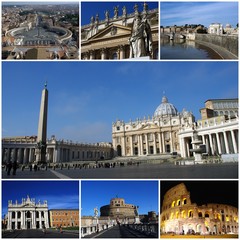 Monuments of Rome, Italy - collage