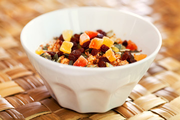 Cereal with dried fruits and nuts