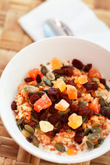 Cereal with dried fruits and nuts