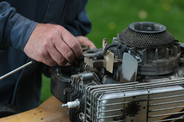 repairing lawn mower engine