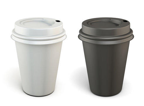 Template black and white plastic cups for coffee