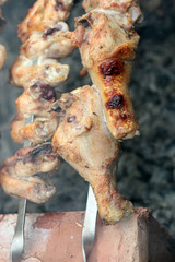 Chicken on the grill to cook