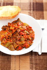Fried eggplants with tomato sauce