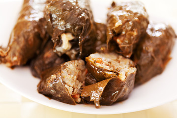 Bulgarian cuisine - stuffed grape leaves