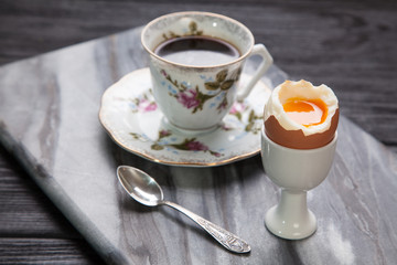 Boiled eggs and coffee