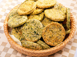 Homemade biscuits with spinach