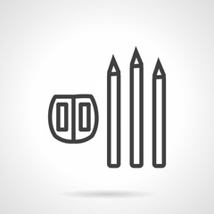 Line vector icon for pencil and sharpener