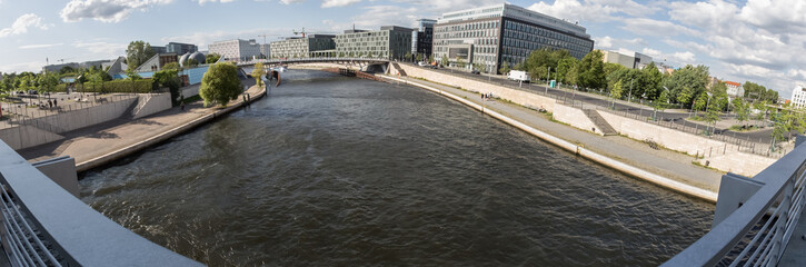 Fototapeta premium berlin spree river bundestag buildings high resolution panorama